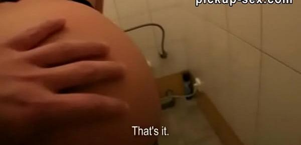  Amateur blonde slut gets banged and jizzed in the toilet